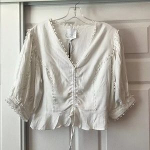 NWT Edit White Closet Peasant Blouse Size 14